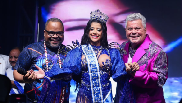 Milton Cunha coroa Grazi Xavier como rainha de bateria da Unidos da Ponte: 'Agora a ficha caiu'
