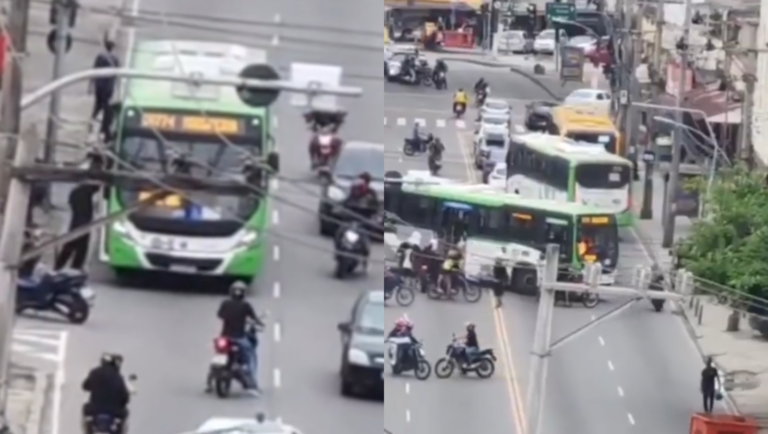 Veja o momento em que ônibus é incendiado por criminosos na Zona Norte do Rio